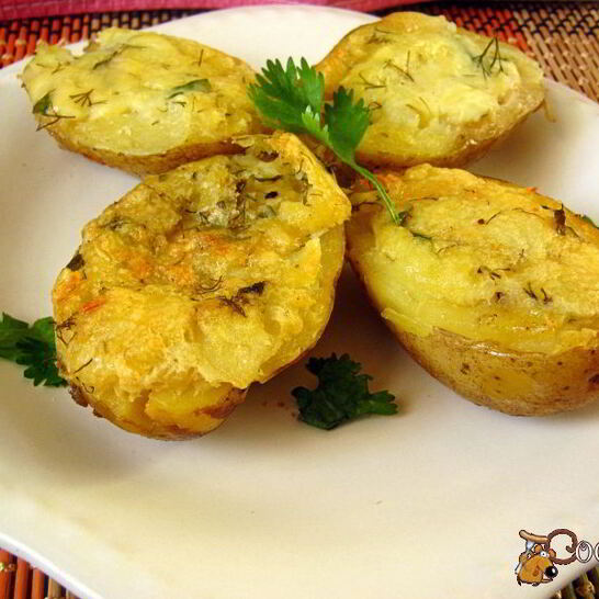 Рецепт запеченый картофель, фаршированный сыром и зеленью