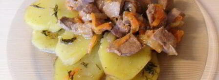 говяжья печень с картофелем в мультиварке. Шаг 7