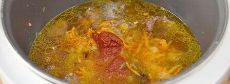 говяжья печень тушеная в соусе в мультиварке. Шаг 10