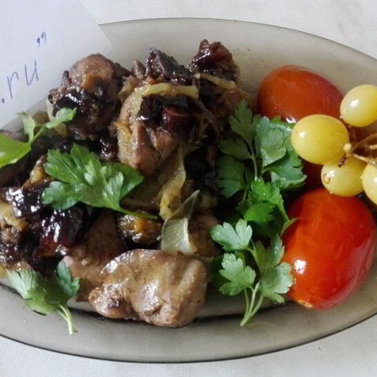 Рецепт куриная печень с черносливом