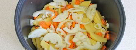 куриная печень с картошкой в мультиварке. Шаг 6