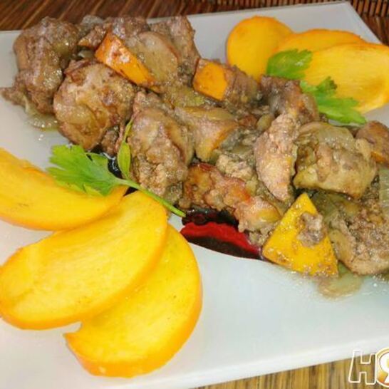 Рецепт куриная печень с хурмой