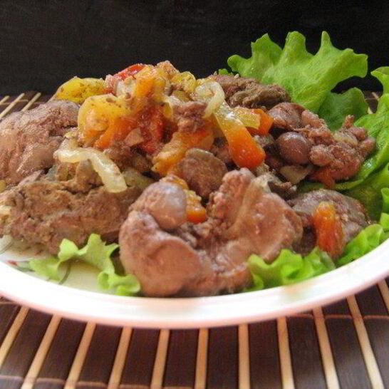 Рецепт куриная печень с овощами
