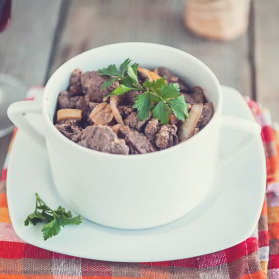 Рецепт куриная печенка с яблоками