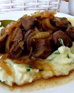 Куриная печенка в силане с пюре