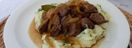 куриная печенка в силане с пюре. Шаг 4