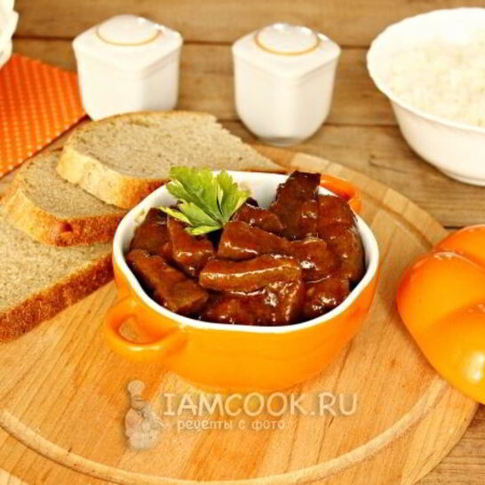Рецепт свиная печень, тушенная в томатно-соевом соусе