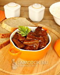 Свиная печень, тушенная в томатно-соевом соусе