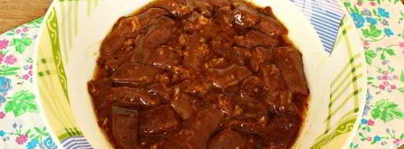 свиная печень, тушенная в томатно-соевом соусе. Шаг 5