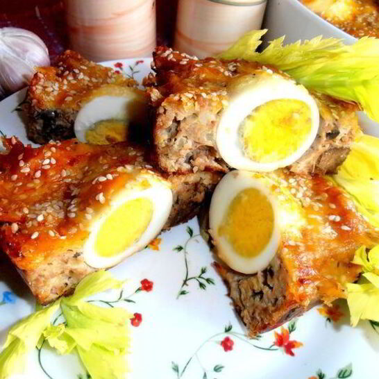 Рецепт воскресное мясное кольцо с печенью и грибами