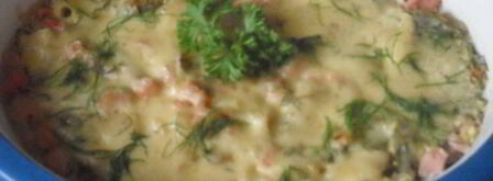 пельмени, запеченные в сметане с ветчиной и сыром. Шаг 8