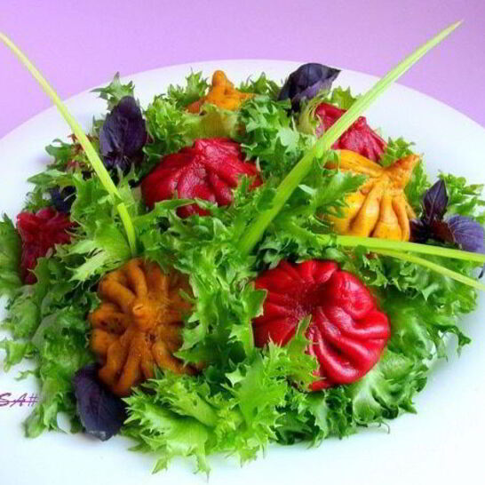 Рецепт постные цветные хинкали к 8 марта