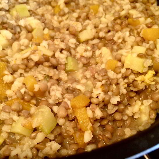 Рецепт плов из чечевицы и булгура с цукини и тыквой