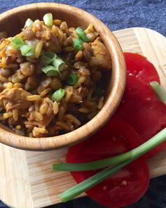 Плов из чечевицы с курицей в мультиварке