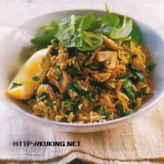 Рецепт плов со шпинатом, грибами и лимоном