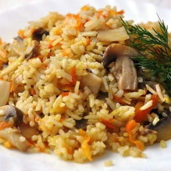 Рецепт вегетарианский плов с шампиньонами