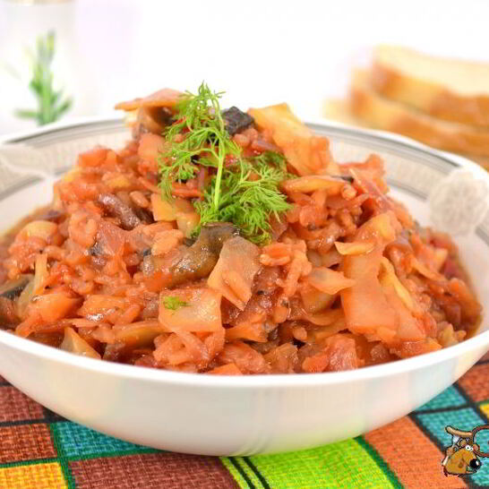 Рецепт овощное рагу с рисом и шампиньонами в мультиварке