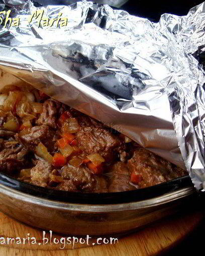 рагу из говядины с подливой, запеченное под фольгой homequeen. Шаг 7