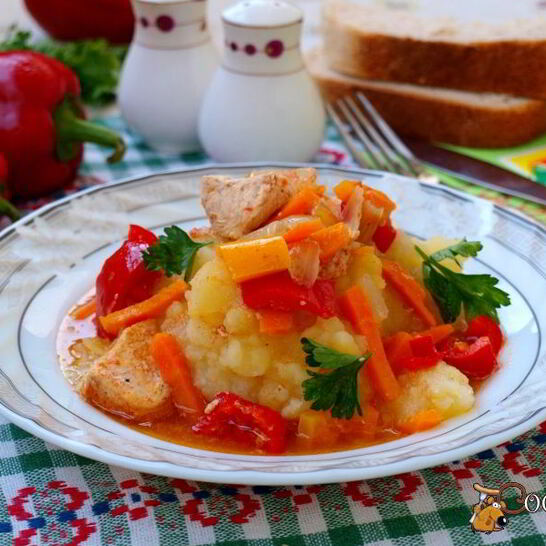 Рецепт рагу из индейки с овощами в казане