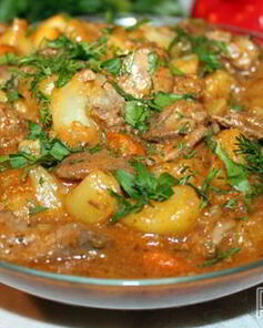 Рагу из потрошков курицы