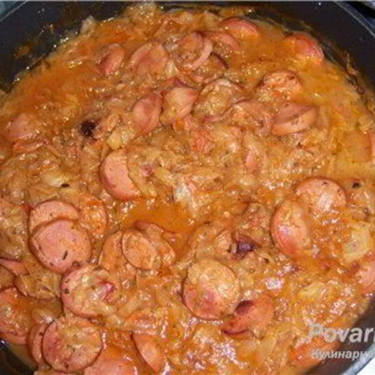 Рецепт рагу из сосисок с овощами и грибами