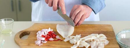 рисовая лапша с кальмарами и кокосовым соусом. Шаг 4