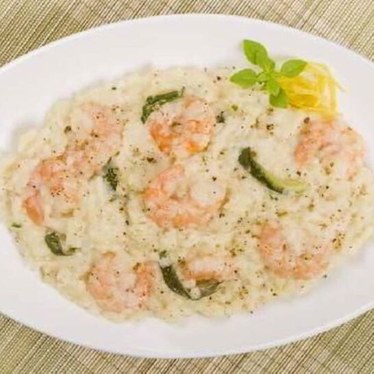 Рецепт ароматное ризотто с базиликом и креветками