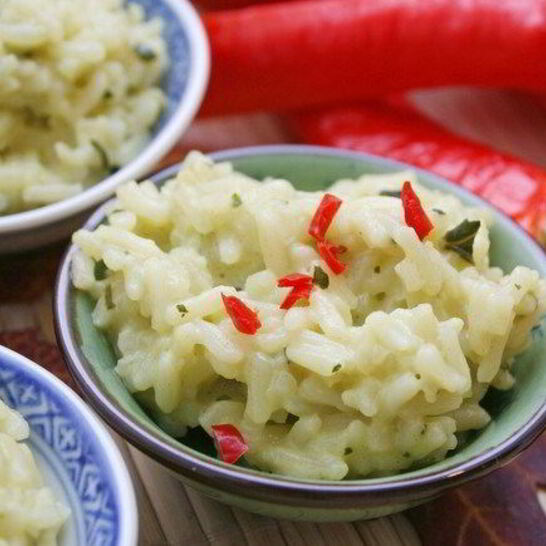 Рецепт летнее ризотто с зеленью, фетой и кабачками