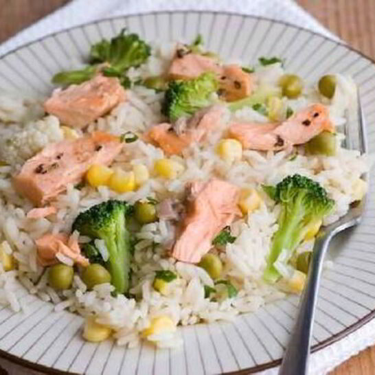 Рецепт ризотто с брокколи и лососем