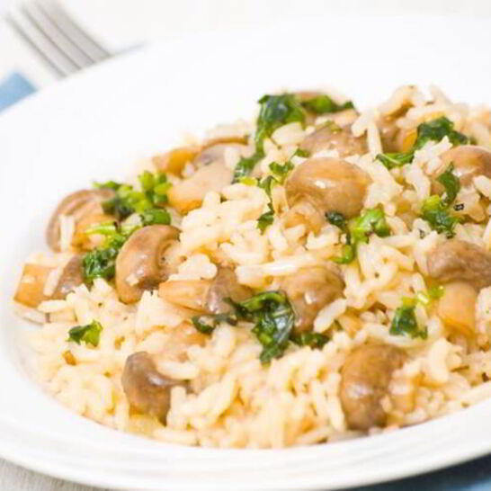 Рецепт ризотто с грибами, брокколи и миндалем