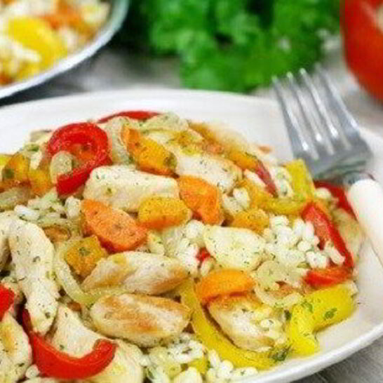 Рецепт ризотто с курицей и овощами