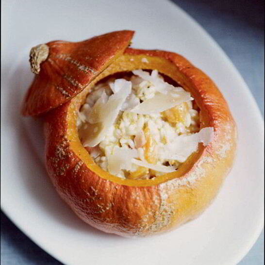 Рецепт ризотто с печеной тыквой, каштанами и маскарпоне