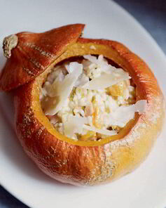 Ризотто с печеной тыквой, каштанами и маскарпоне