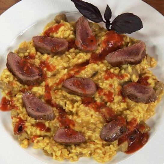 Рецепт утиное филе с банановым ризотто