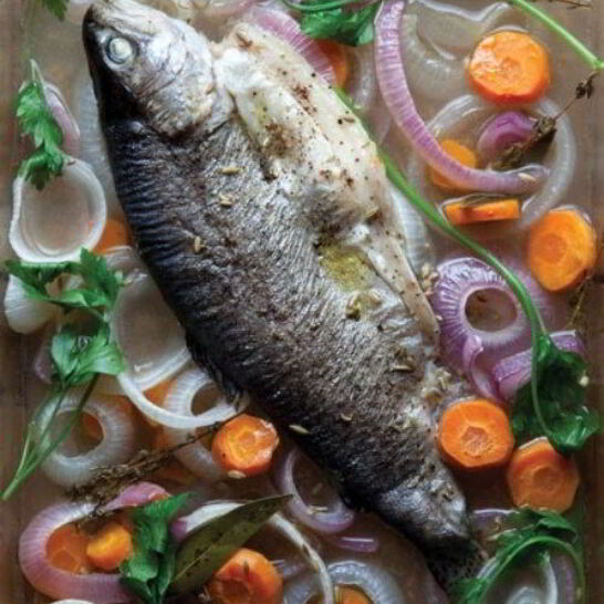 Рецепт форель пашот с луком и семенами укропа
