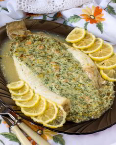 Камбала, фаршированная креветками