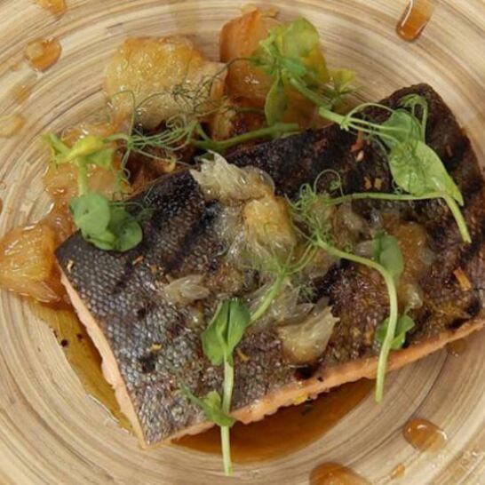 Рецепт карельская форель с соком помело и кабачками