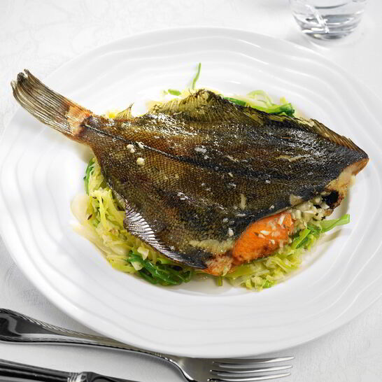 Рецепт печеная камбала с капустой и пореем