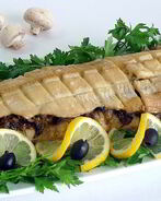 Щука с рисом и грибами