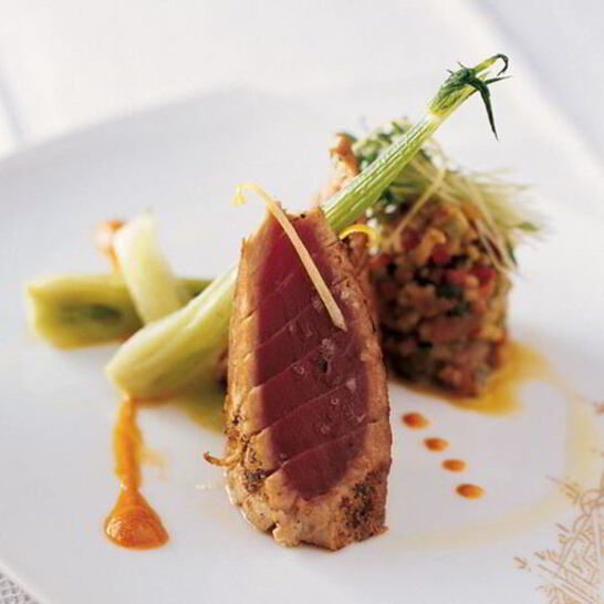 Рецепт тунец с перцем и апельсиновой водой