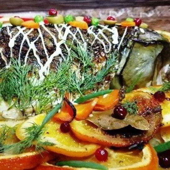 Рецепт запеченный белый амур с овощами