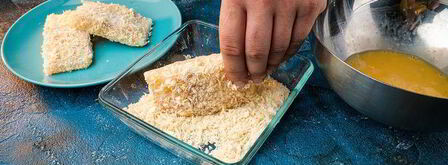 запеченный палтус с шампиньонами и горошком. Шаг 3