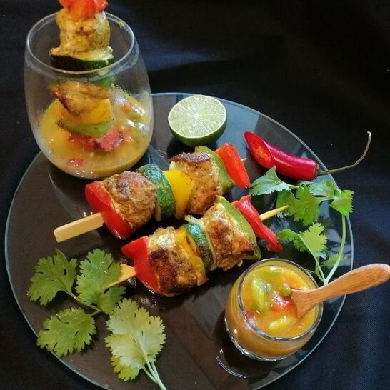 Рецепт куриный шашлычок по-карибски с манговой сальсой