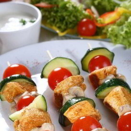 Рецепт куриные шашлыки с грибами и черри