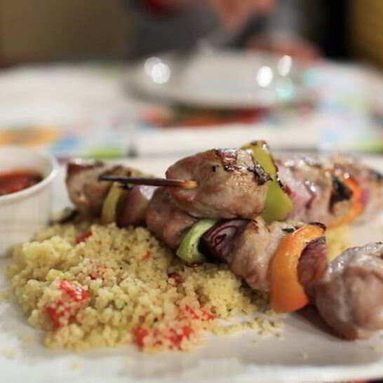 Рецепт шашлычки из барашка с кускусом и овощами