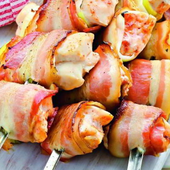 Рецепт шашлычки из курицы с луком-пореем