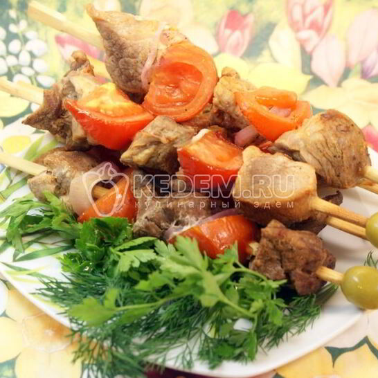 Рецепт шашлычки с помидорками в лимонном маринаде