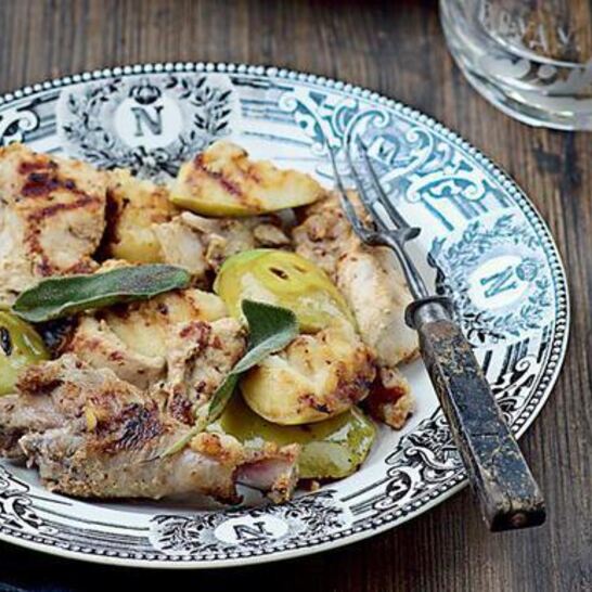 Рецепт шашлык из горчичной цесарки с яблоками