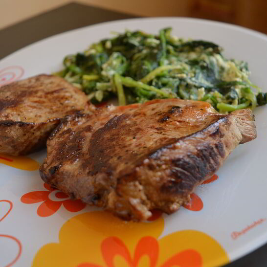 Рецепт стейк из говядины со шпинатом