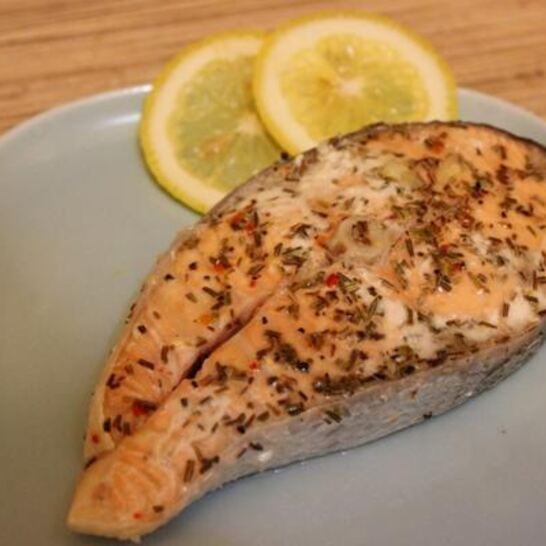 Рецепт стейк из лосося на пару